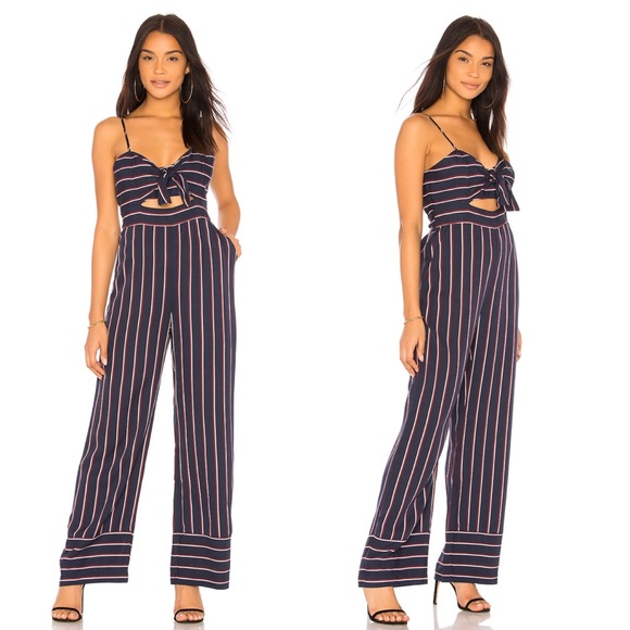 Bardot Lulu Jumpsuit in Navy Stripe - Picture 1 of 7